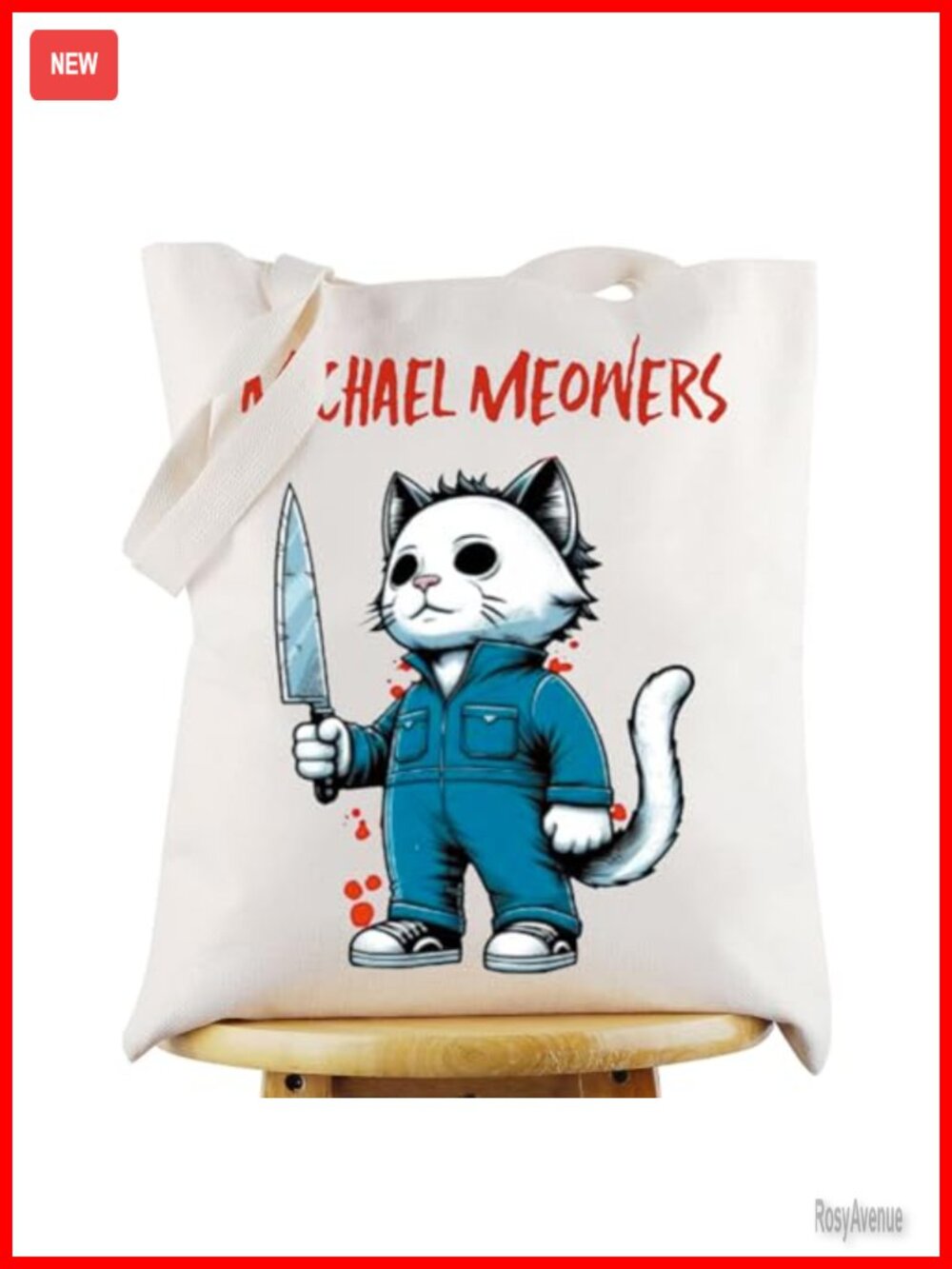Canvas Tote Bag Horror Movie Cat Double Sided 3D Print Large Shoulder Bag